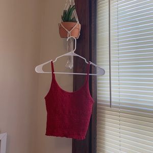 small hollister ruffle red tank top